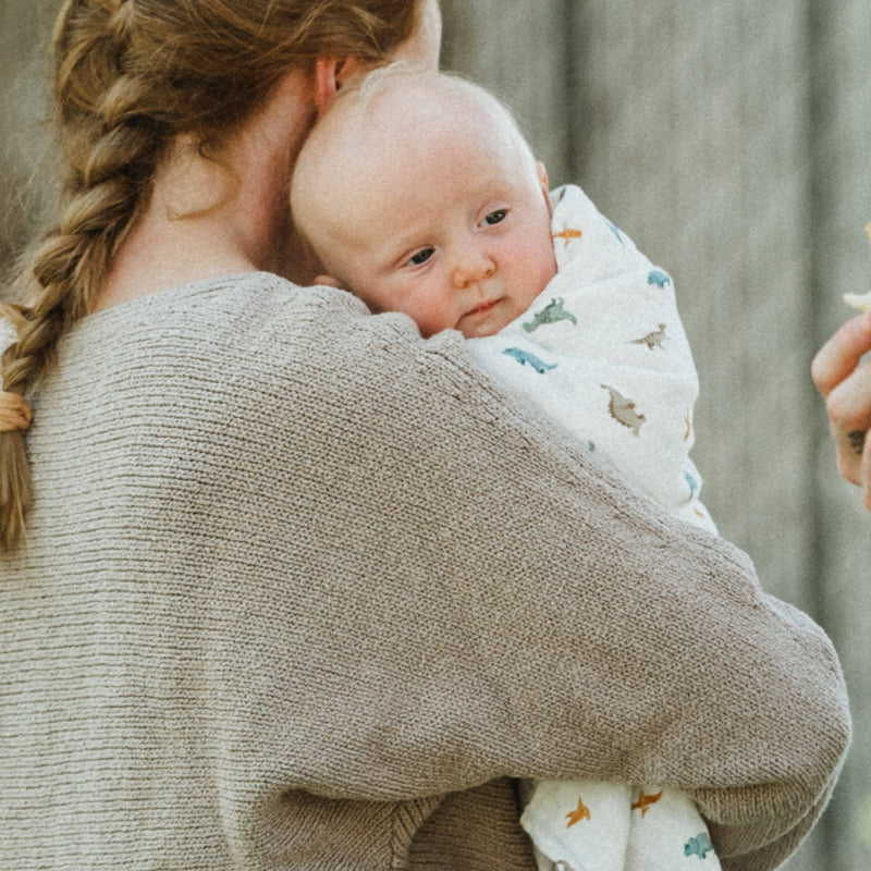 Organic Cotton Muslin Swaddle Blanket | Little Dino