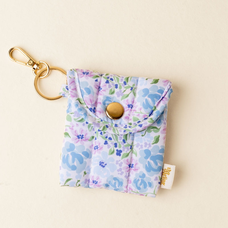 Puffy Earbud Case Keychain | Secret Garden Blue