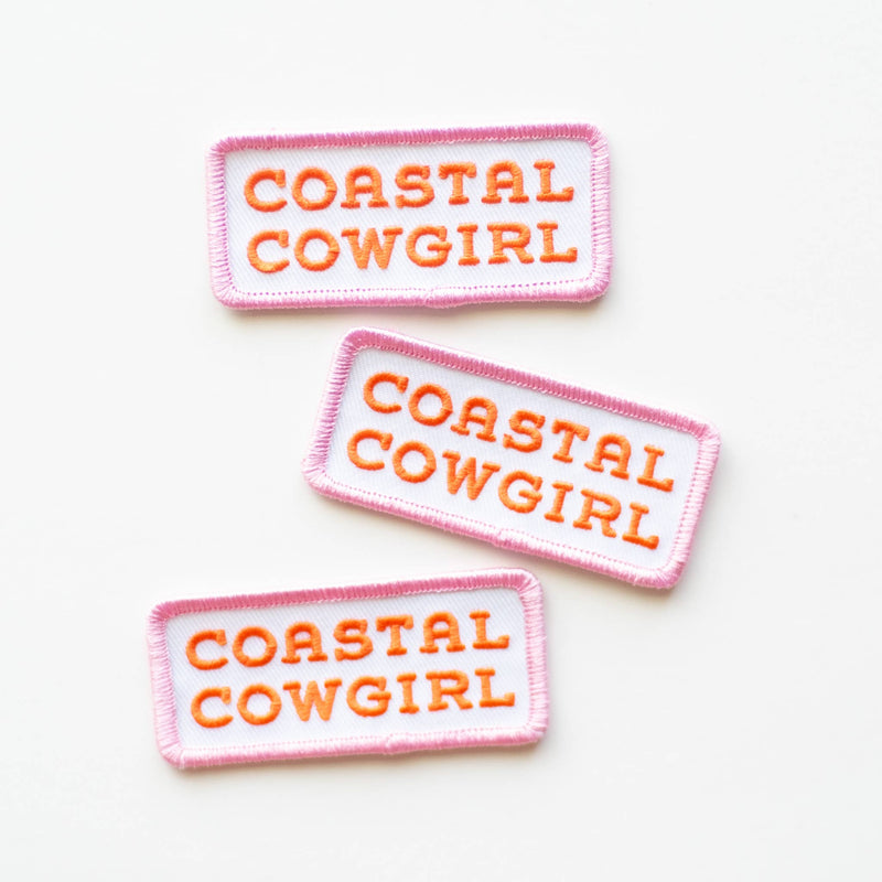 Coastal Cowgirl Embroidered Iron on Patch (Pink+Orange): Yes