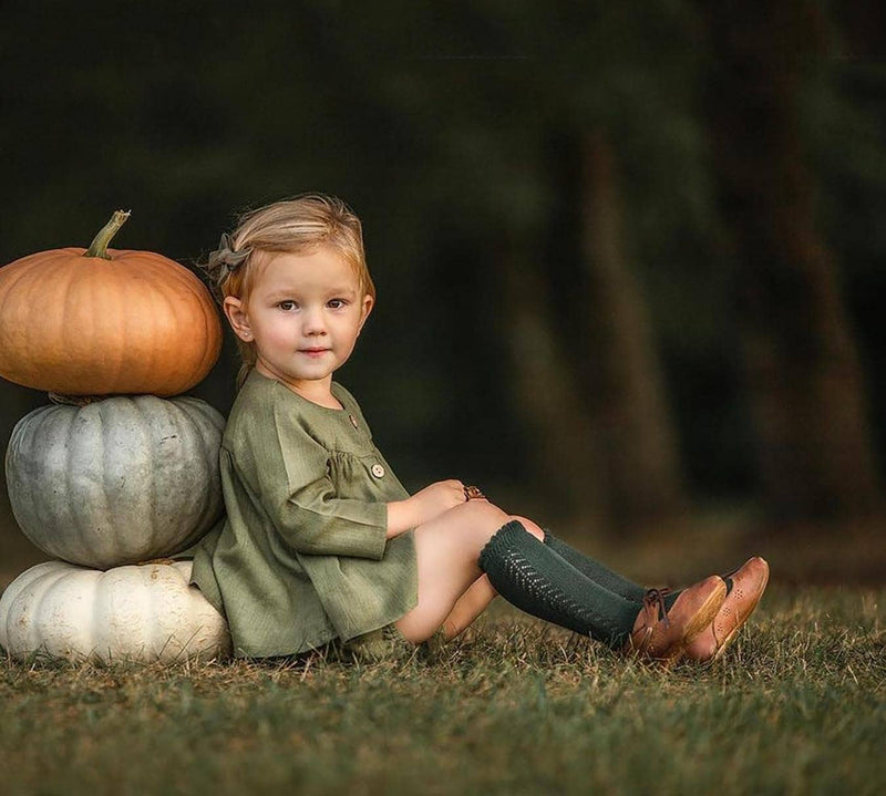 French Lace Knee High Baby Socks: Tan / 0-6m