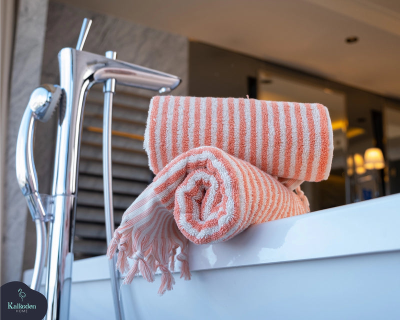 Handwoven Hand Towel |Bath Towel| Kitchen Towel | Oversized: Flamingo