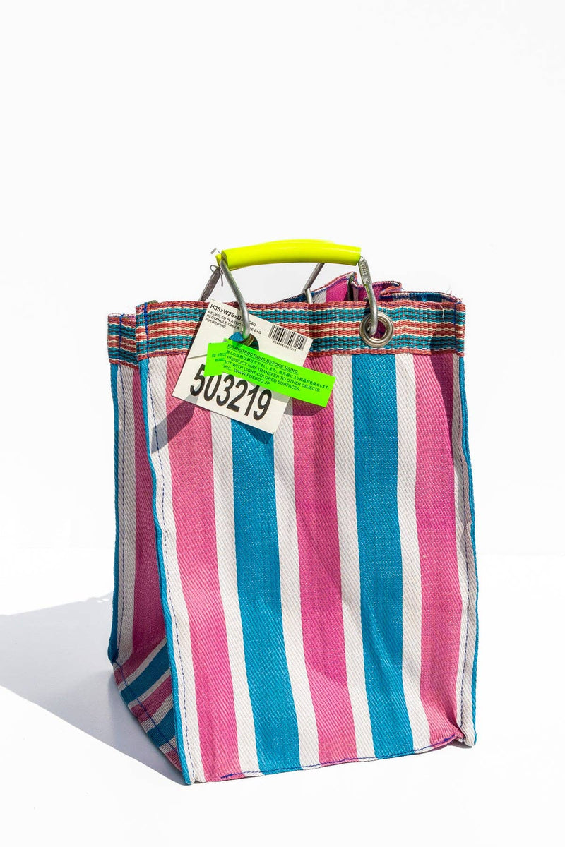 Recycled Plastic Stripe Bag - Rectangle D30: Orange x Blue