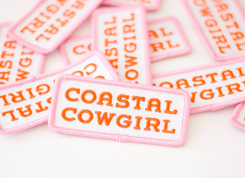 Coastal Cowgirl Embroidered Iron on Patch (Pink+Orange): Yes