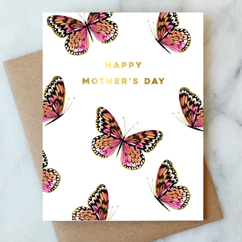 Pink Butterfly Mom Greeting Card | Mother's Day & Seasonal
