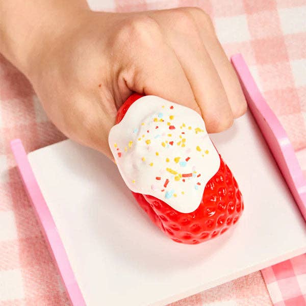 SqueezeSquad Taba Deluxe Premium Silicone Squishy Fidget Toy - Strawberry