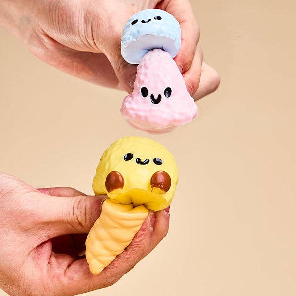 SqueezeSquad Taba Deluxe Premium Silicone Squishy Fidget Toy - Triple Ice Cream Cone