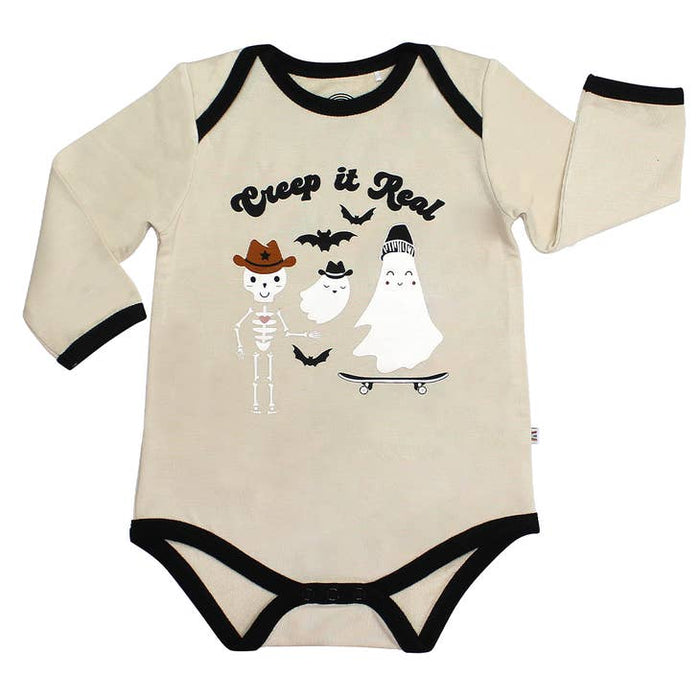 EMERSON AND FRIENDS BABY CLOTHES Creep It Real | Halloween Bamboo Terry Ringer Baby Onesie