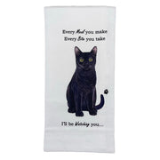 Black cat kitchen towel — Every Bite You Take, E&S Pets
