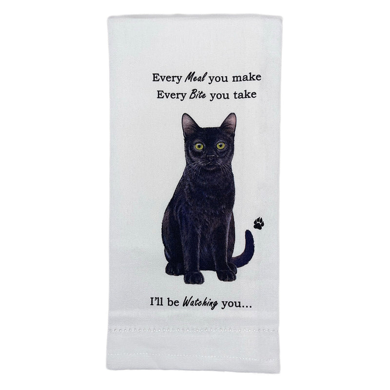 Black cat kitchen towel — Every Bite You Take, E&S Pets