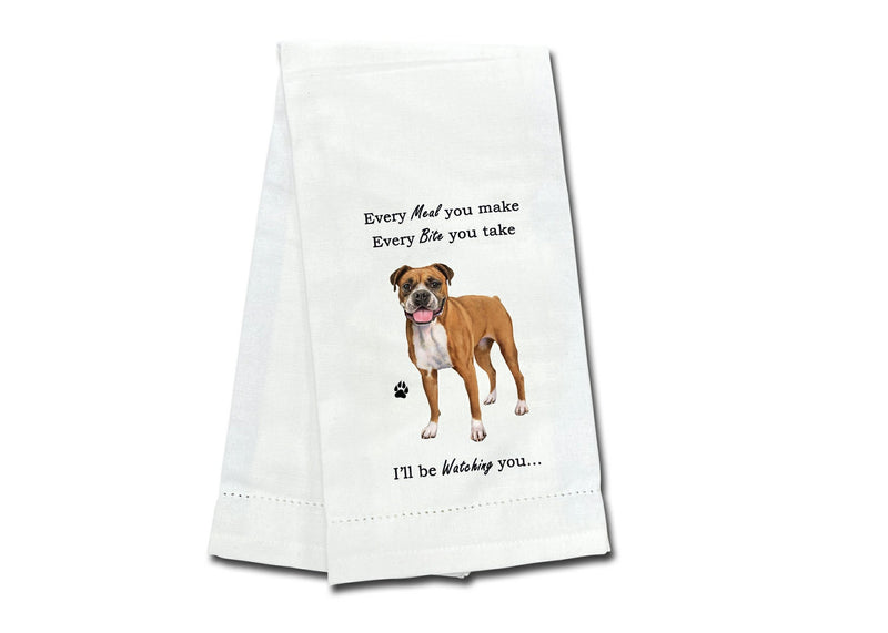 Boxer (uncropped) kitchen towel — Every Bite You Take, E&S Pets