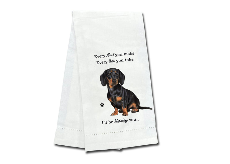 Dachshund (black) kitchen towel — Every Bite You Take, E&S Pets