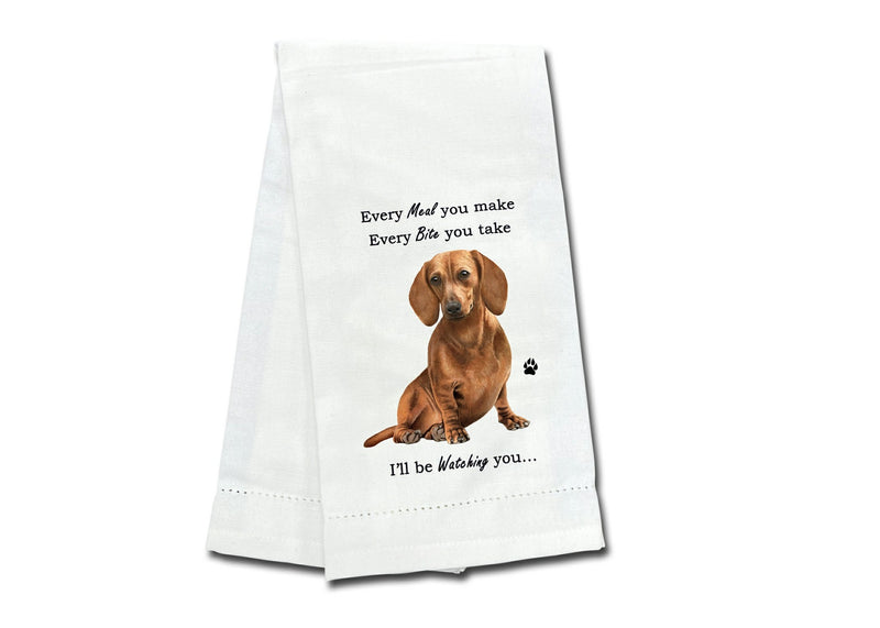 Dachshund (red) kitchen towel — Every Bite You Take, E&S Pets