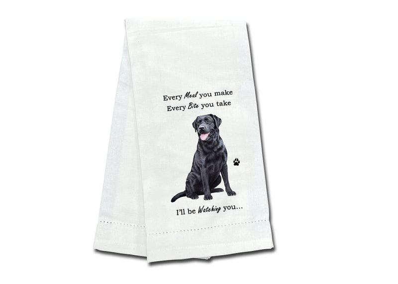 Black Labrador kitchen towel — Every Bite You Take, E&S Pets