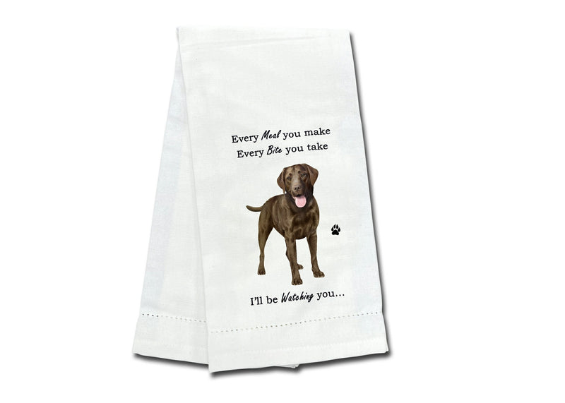 Chocolate Labrador kitchen towel — Every Bite You Take, E&S Pets