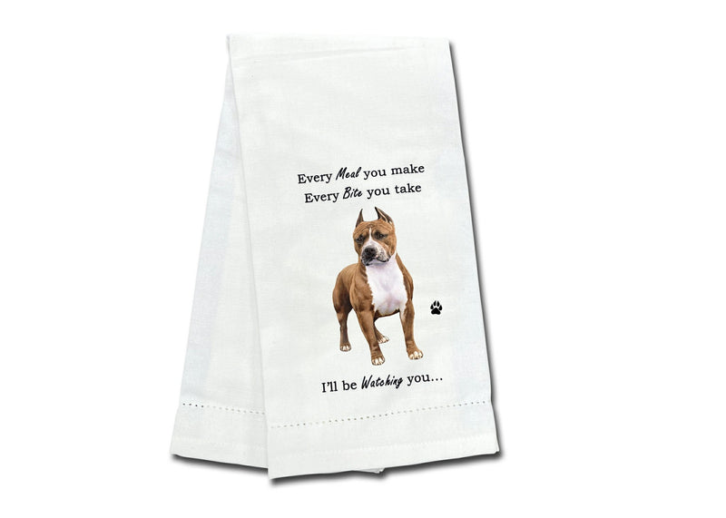 Pit Bull (brindle & white) kitchen towel — Every Bite You Take, E&S Pets