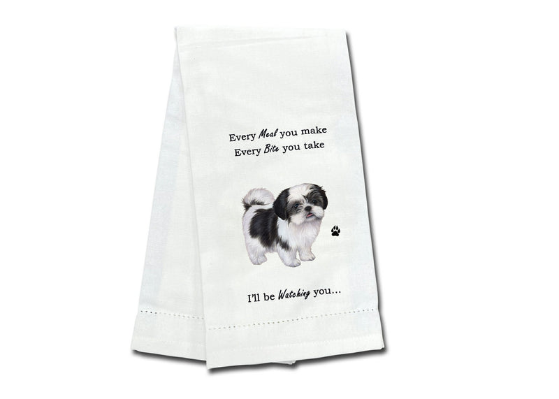 Shih Tzu (black & white puppy cut) kitchen towel — Every Bite You Take, E&S Pets