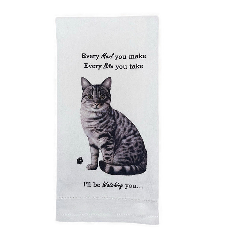 Silver tabby cat kitchen towel — Every Bite You Take, E&S Pets