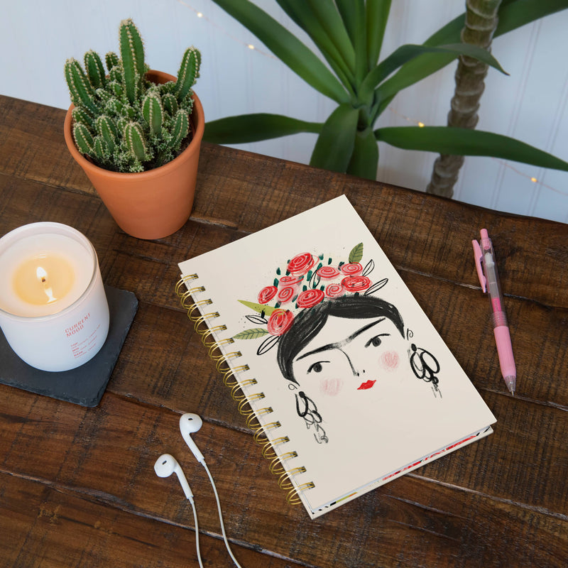 Spiral Notebook Medium - Portrait of Woman with Flower Crown