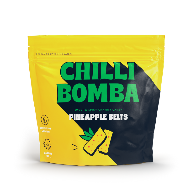 Chilli Bomba Pineapple Belts Share Size Chamoy Candy 8oz/6ct