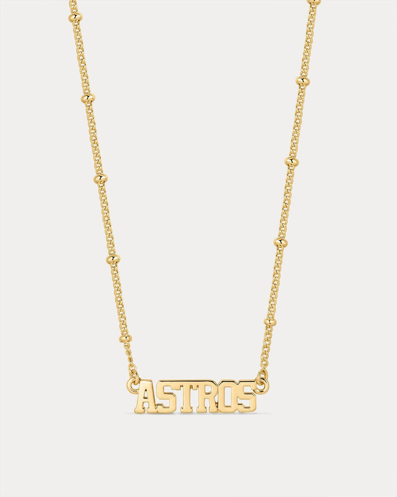 The MLB Nameplate Pendant Necklace- Gold: LA Dodgers