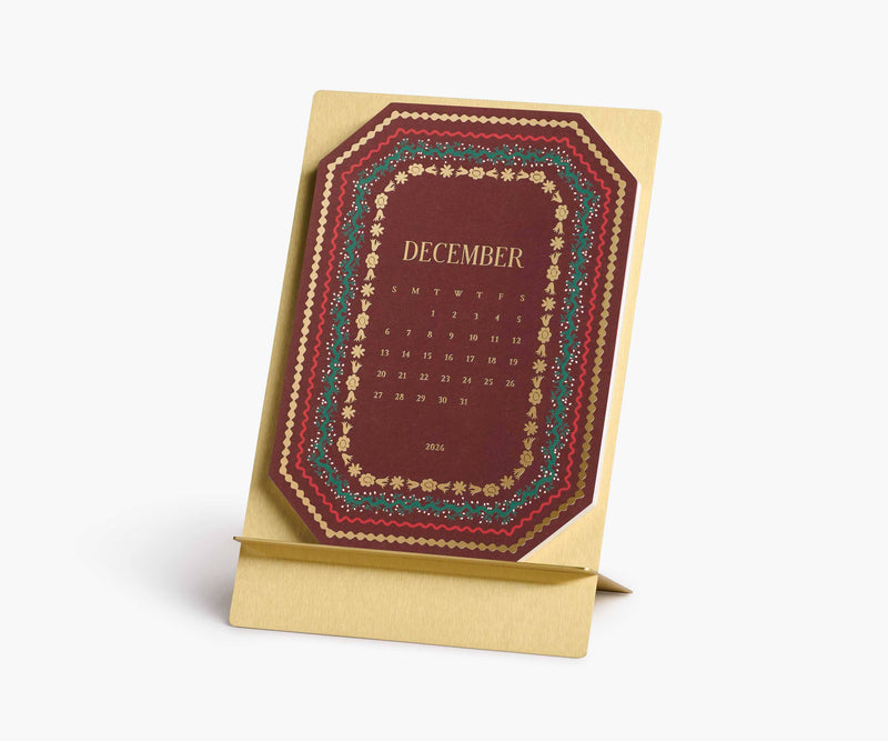 2026 Wildwood Brass Easel Desk Calendar