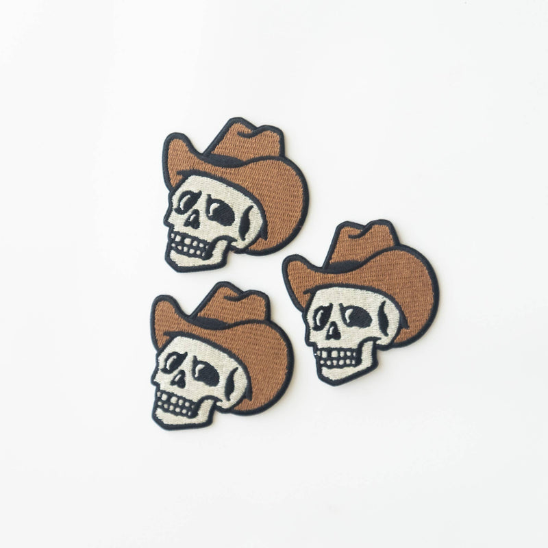 Cowboy Skull Embroidered Iron on Patch: Yes