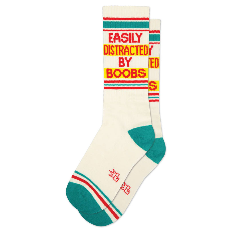 Easily Distracted By Boobs Gym Crew Socks
