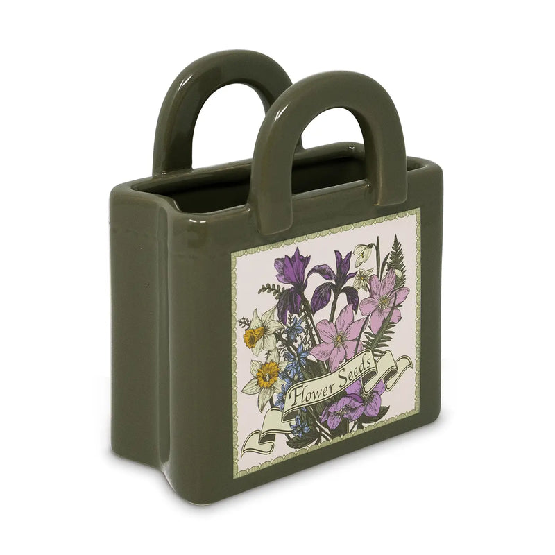 Mini Ceramic Tote Vase | Wildflowers
