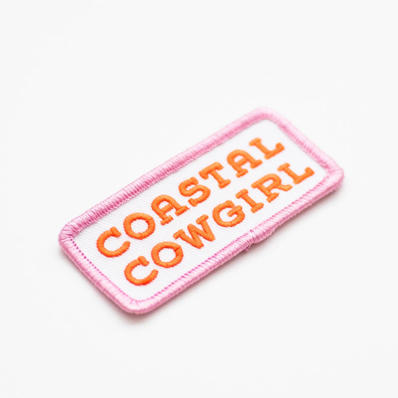 Coastal Cowgirl Embroidered Iron on Patch (Pink+Orange): Yes