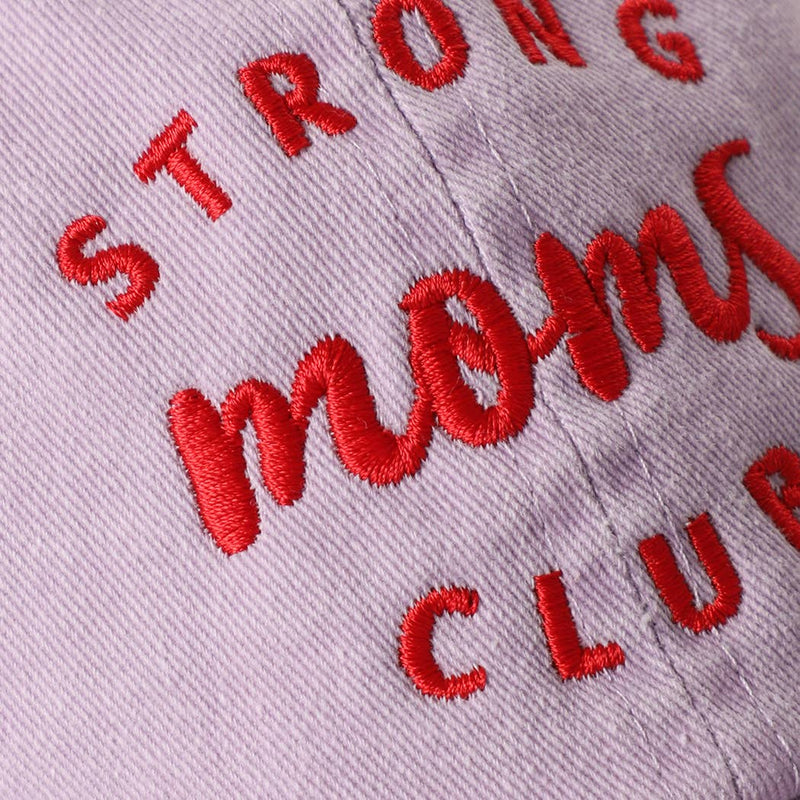 Strong Moms Club Embroidered Cotton Baseball Cap: SMOKE PINK