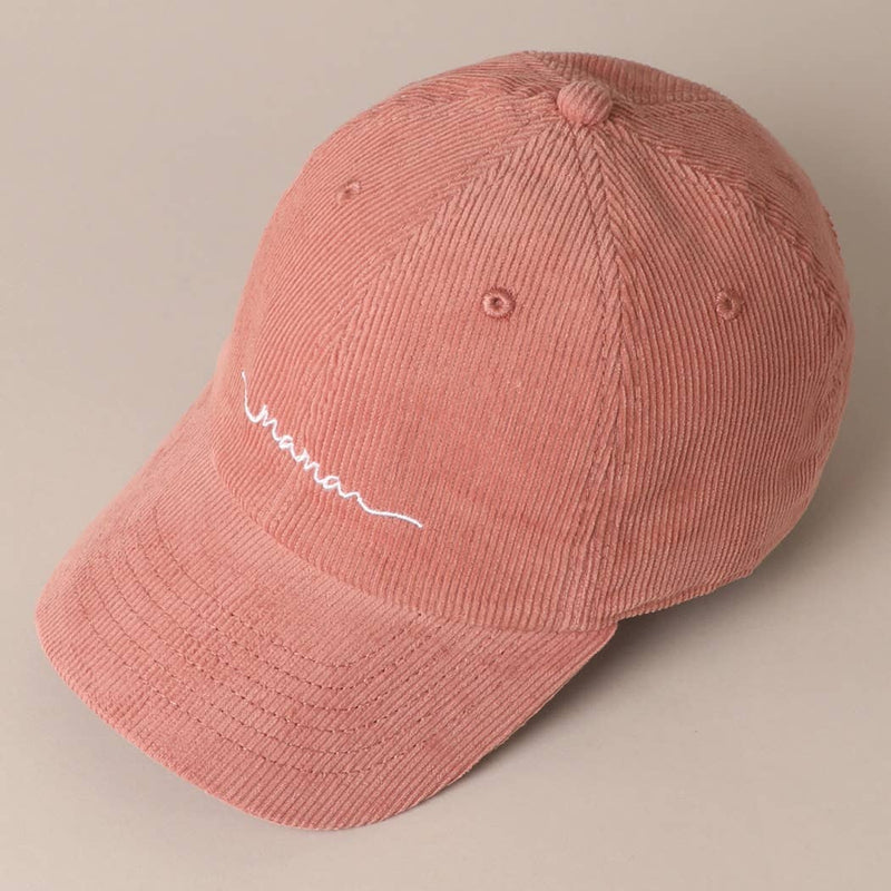 Mama Embroidered Lettering Corduroy Baseball Cap: MAUVE / ONE SIZE
