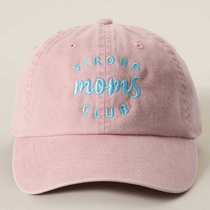 Strong Moms Club Embroidered Cotton Baseball Cap: SMOKE PINK