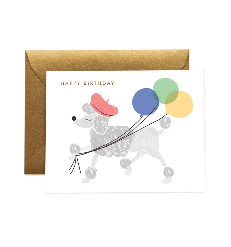 French Poodle Birthday Card