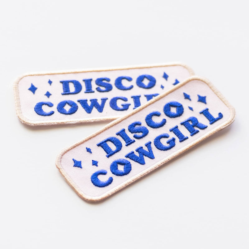 Disco Cowgirl Embroidered Iron on Patch: Yes