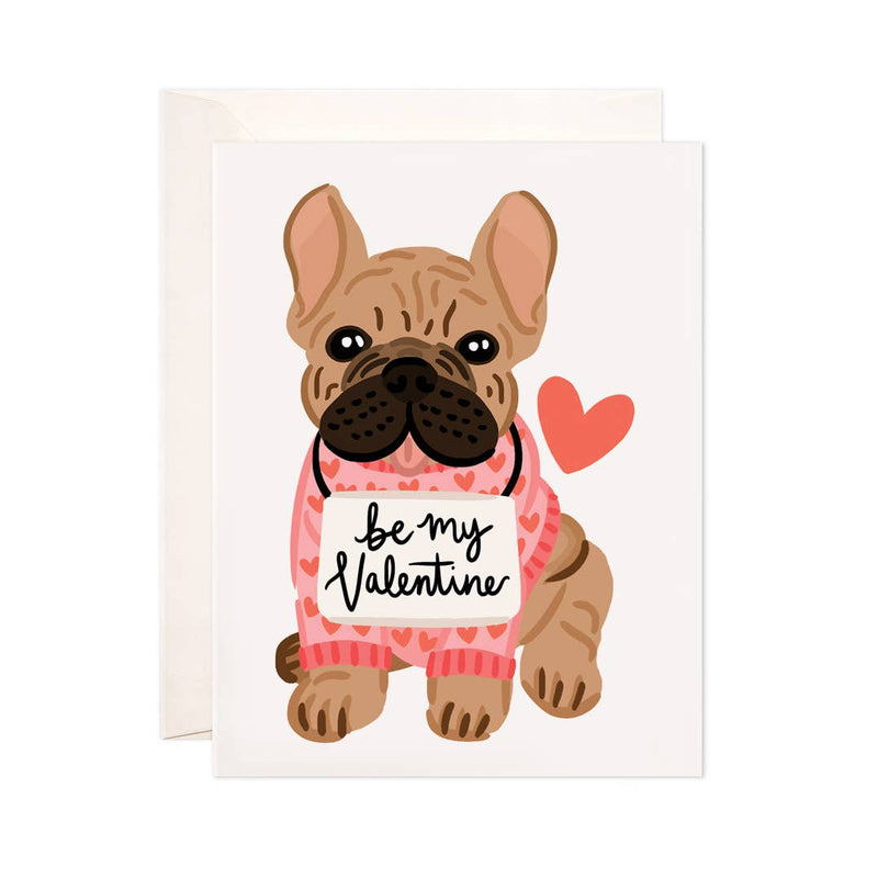Valentine Frenchie Greeting Card - Valentine's Day Card: Single Card