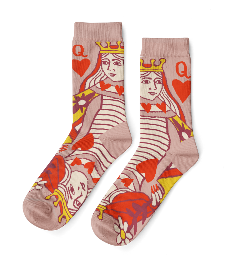 Queen of Hearts - Small Crew Socks