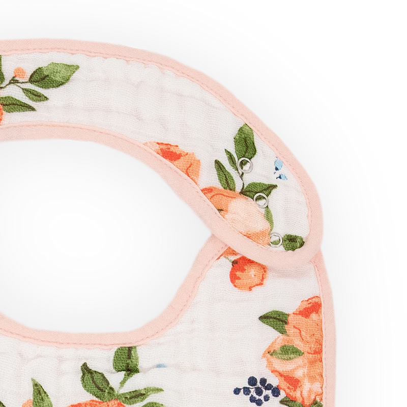 Cotton Muslin Classic Bib 3 Pack | Watercolor Roses 2