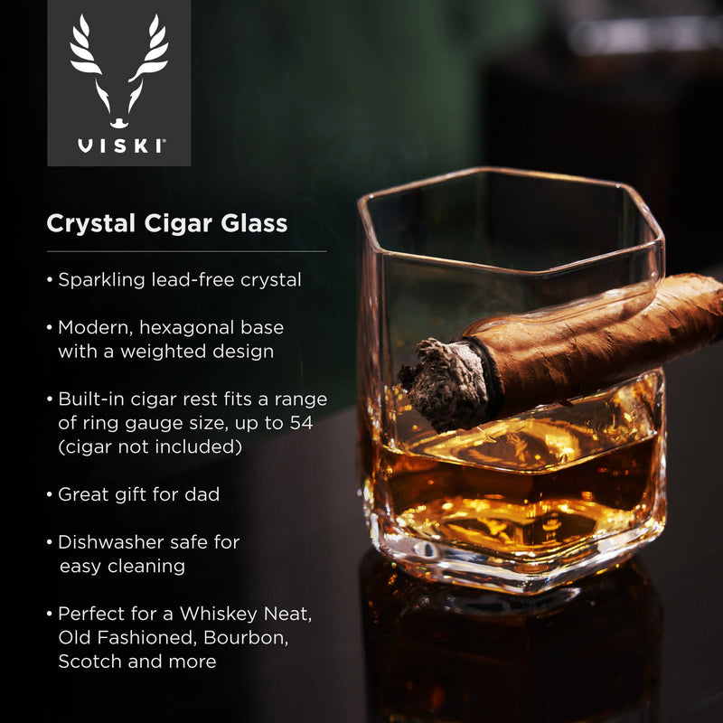 Raye™ Crystal Whiskey Glass with Builtin Cigar Holder