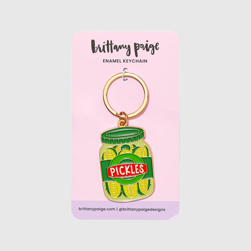Pickle Jar Enamel Keychain Bag Charm