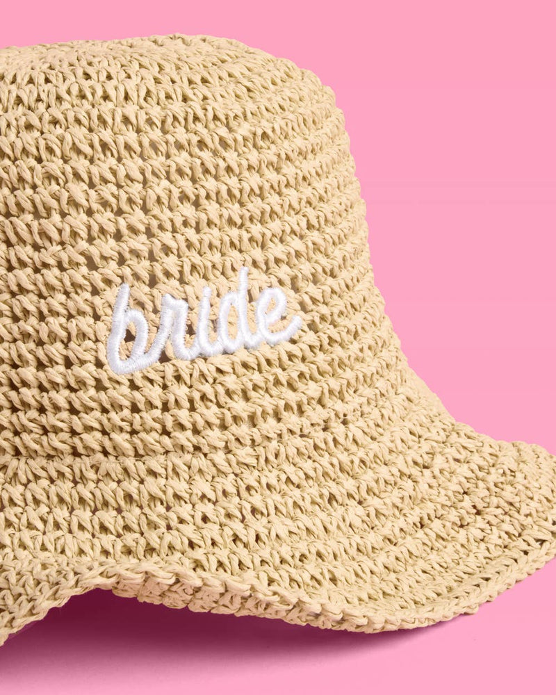 Bride Straw Bucket Hat