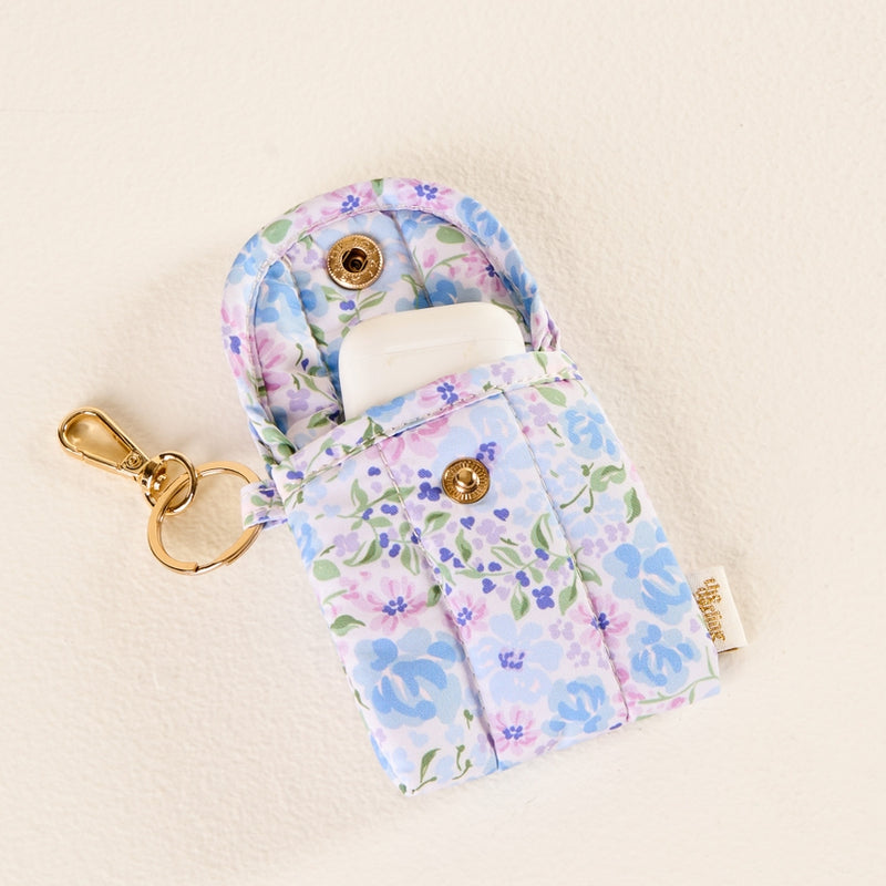 Puffy Earbud Case Keychain | Secret Garden Blue