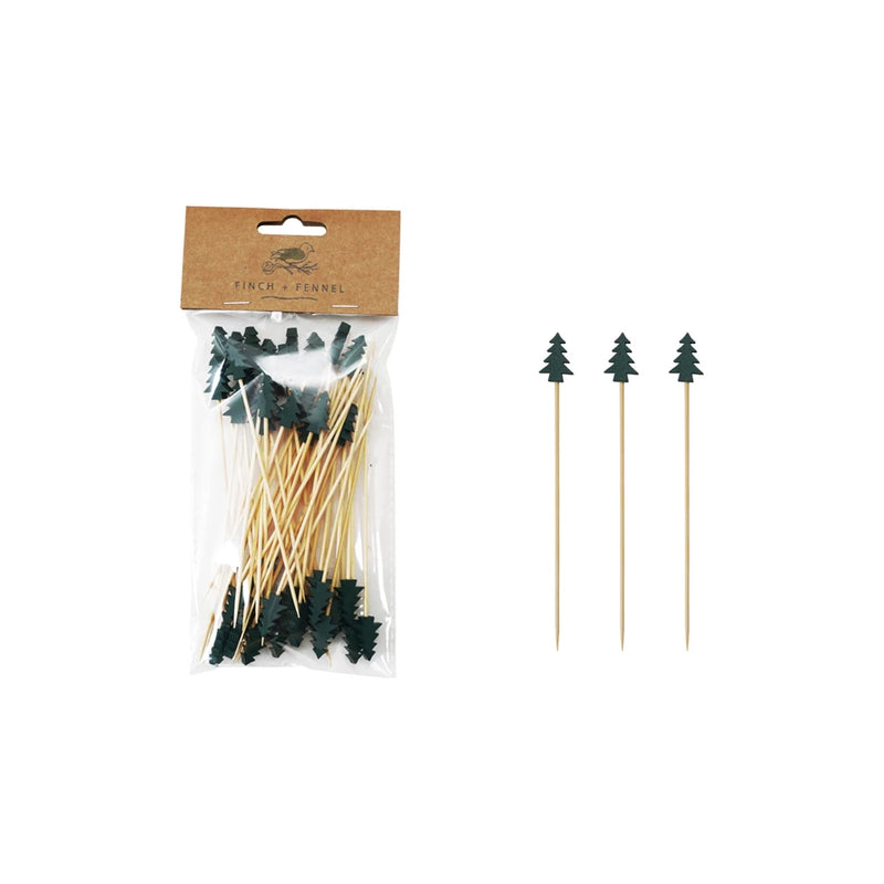 Bamboo Single Use Skewers with Tree Shaped Handles | Set of 50