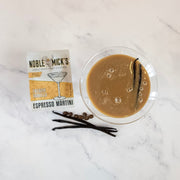 Noble Mick's French Vanilla Espresso Martini packet with vanilla beans and coffee beans