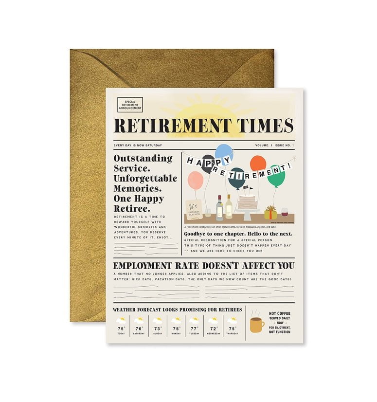 GINGER P. DESIGNS CARDS Retirement Times Greeting Card