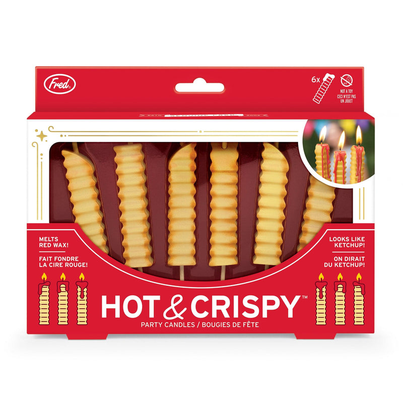 Close-up of a Hot & Crispy french fry shaped wax candle