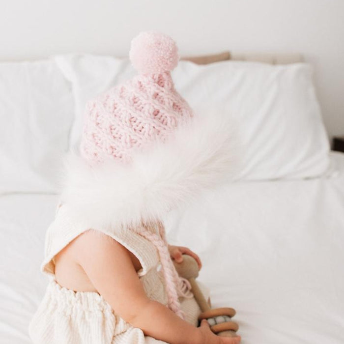 HUGGALUGS BABY ACCESSORIES Fur Bonnet in Blush