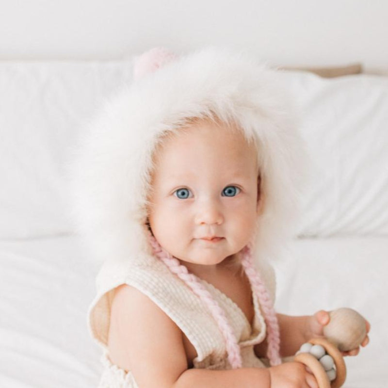 HUGGALUGS BABY ACCESSORIES Fur Bonnet in Blush