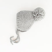 HUGGALUGS BABY ACCESSORIES Ice Grey Garter Stitch Knit Bonnet