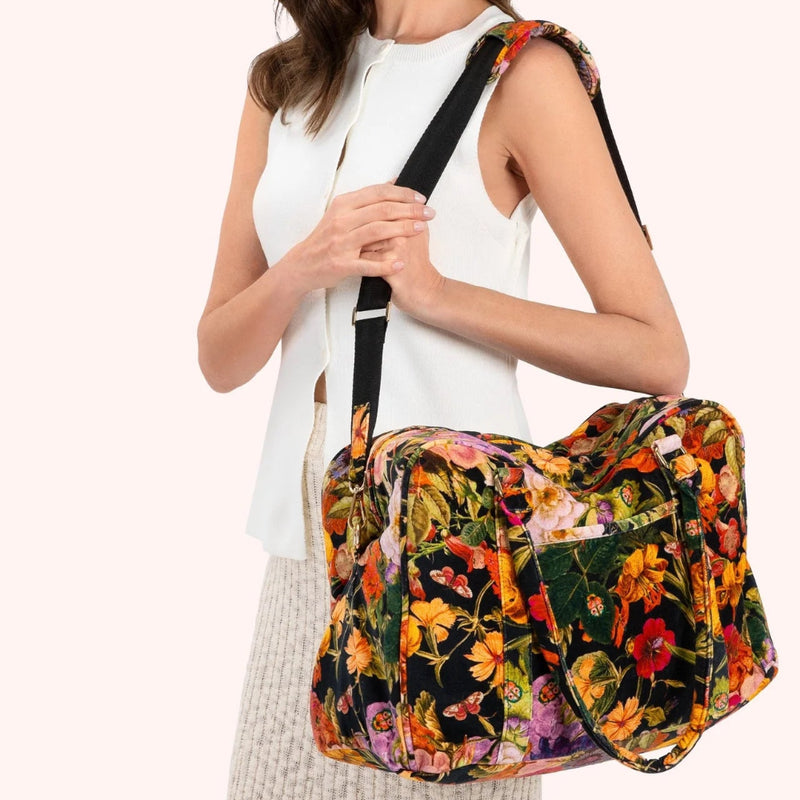 Midnight Posy Quilted Luxe Weekender Bag