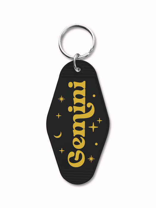 JOYSMITH Keychain Gemini Zodiac Motel Keychain in Black